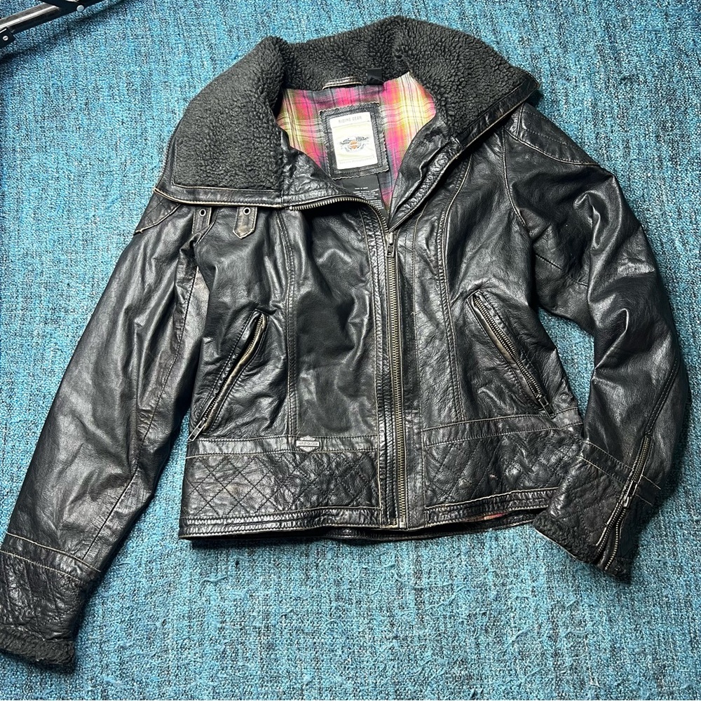 2012 Harley Davidson Genuine Goatskin Leather Moto Jacket Women's Small
